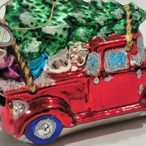 BRN License Christmas Ornament Blown Glass Santa w Tree on car Netherlands Flag - Picture 6 of 12